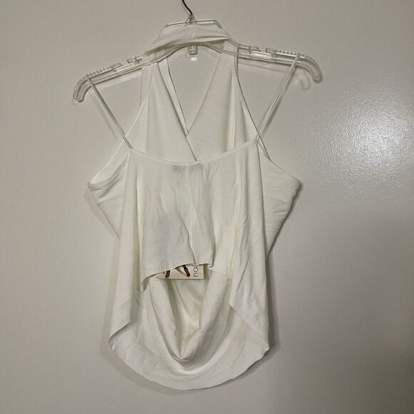 NWT NAKED WARDROBE white ribbed halter cowl neck top size small - Picture 3 of 4